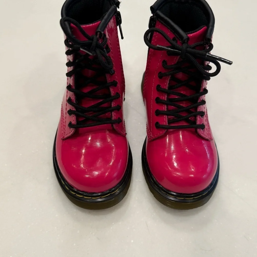 Dr. Martens Hot Pink Girls 1460 T Pink Lace Up Boots Size 8 Side Zipper